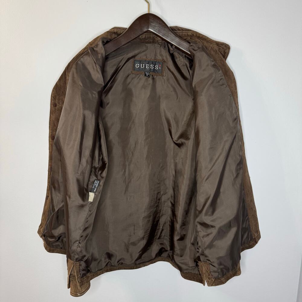 Guess Vintage Y2K Leather Suede Shirt Jacket Brown Men's M - Picture 4 of 12